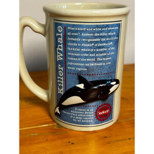 Vintage SeaWorld Killer Whale Shamu Mug – Anheuser-Busch Theme Park – 16 oz